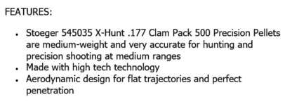 STOEGER X-HUNT .177 0.56g/8.64gr PELLETS 500pk - Image 4