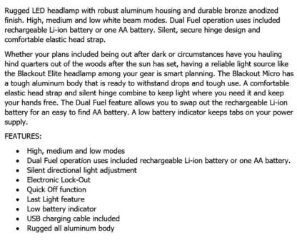 BROWNING BLACKOUT MICRO HEADLAMP - Image 4