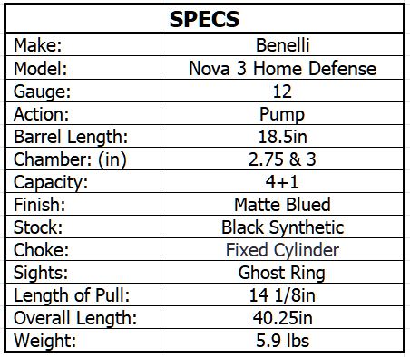 BENELLI NOVA 3 12ga 2.75 & 3in SYNTHETIC HOME DEFENSE 18.5in 4rnd - Image 4