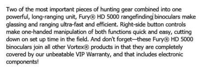 VORTEX FURY 5000 HD RANGEFINDER BINOCULAR - Image 4