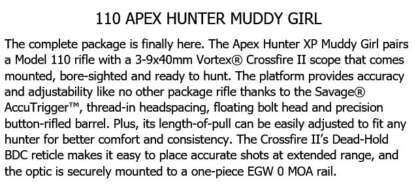 SAVAGE 110 APEX HUNTER 6.5 CREEDMOOR MUDDY GIRL 24in 4rnd - Image 5