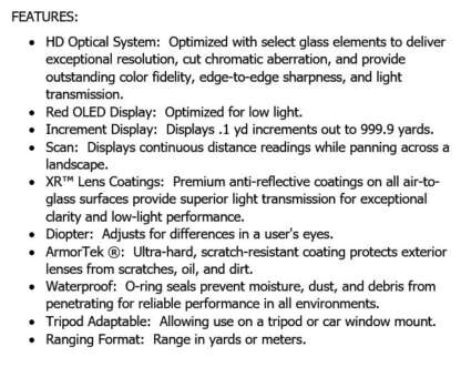 VORTEX DIAMONDBACK HD 2000 LASER RANGEFINDER - Image 5