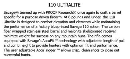 SAVAGE 110 ULTRALITE 6.5 CREEDMOOR CARBON WRAP 22in 4rnd - Image 11