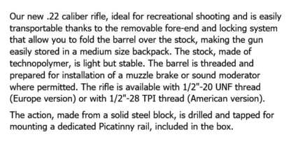 BLACK WIDOW 22 LR SINGLE SHOT 19in 1rnd W/BACKPACK - Image 8