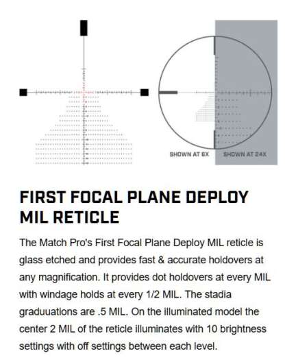 BUSHNELL MATCH PRO 6-24x50mm ILLUMINATED DEPLOY MIL RIFLESCOPE - Image 6