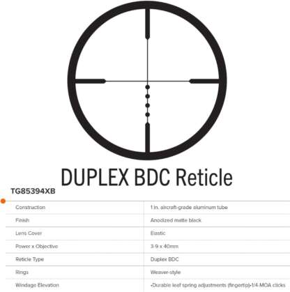 BUCKLINE BDC 3-9x40 TRUGLO RIFLESCOPE W/WEAVER RINGS - Image 7