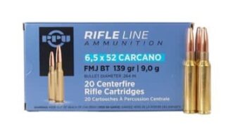 PRVI PARTIZAN PPU 6.5x52mm CARCANO 139gr FMJ-BT 2520fps 20pk