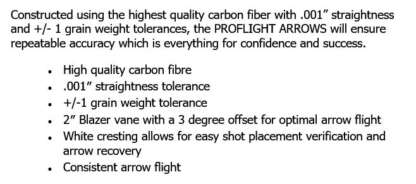 EXCALIBUR PROFLIGHT 18in ARROWS W/ LUMENOCK .001 STRAIGHTNESS 3pk - Image 2