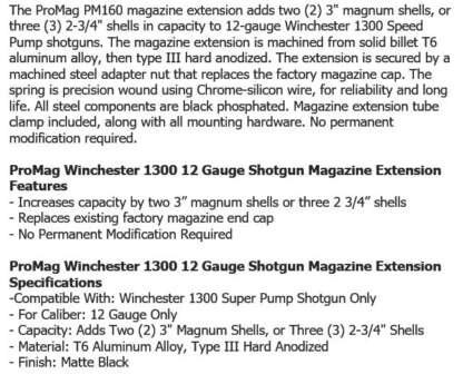 PROMAG PM160 12ga SHOTGUN MAG EXTENTION KIT - Image 2