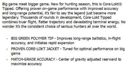 REMINGTON CORE-LOKT TIPPED 300 WSM 150gr 20pk 3340fps - Image 2