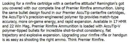 REMINGTON PREMIER 17 HMR 17gr ACCUTIP-V 50pk 2550fps - Image 3