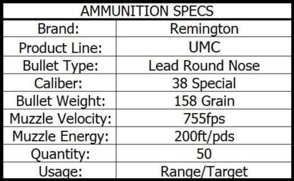 REMINGTON UMC 38 SPECIAL 158gr LRN 50pk 755fps - Image 3