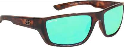 CALCUTTA SHOCK WAVE TORTOISE FRAME GREEN MIRROR LENS POLARIZED SUNGLASSES