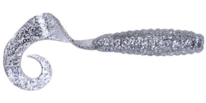 GOT-CHA 4in CLEAR SILVER FLAKE CURLY TAIL GRUB 20pk