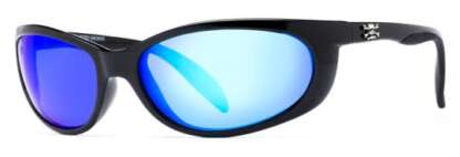 CALCUTTA SMOKER SHINY BLACK FRAME BLUE MIRROR LENS POLARIZED SUNGLASSES