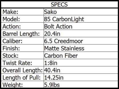 SAKO 85 CARBONLIGHT 6.5 CREEDMOOR 20.4in 5rnd - Image 3