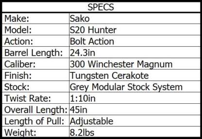 SAKO S20 HUNTER 300 WIN MAG TUNG CERAKOTE 24.3in 3rnd - Image 3