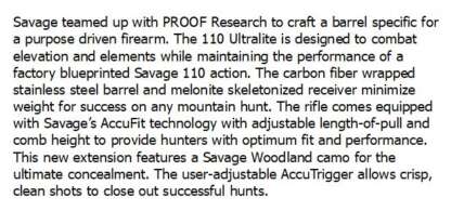 SAVAGE 110 ULTRALITE 6.5 CREEDMOOR CAMO 22in 4rnd - Image 2