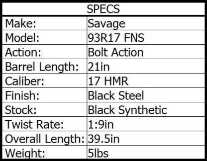 SAVAGE 93R17 FNS-SR 17HMR BLUED/SYN 21in 5rnd - Image 2