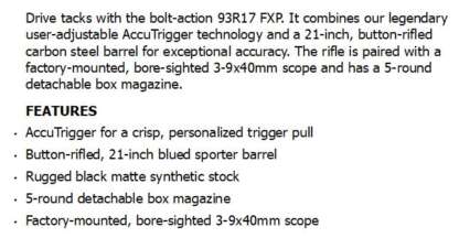 SAVAGE 93R17 FNSXP-17HMR BLACK MATTE W/SCOPE 21in 5rnd - Image 2