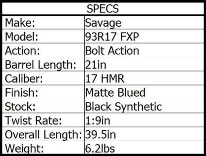 SAVAGE 93R17 FNSXP-17HMR BLACK MATTE W/SCOPE 21in 5rnd - Image 3