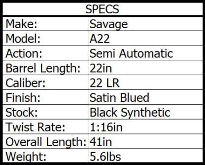 SAVAGE A22 22LR SEMI-AUTO SYNTHETIC 22in 10rnd - Image 3