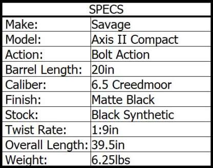 SAVAGE AXIS II 6.5 CREEDMOOR COMPACT 20in 4rnd - Image 4