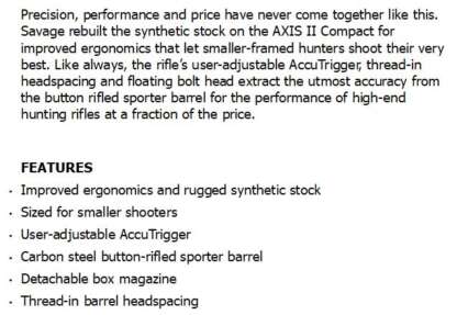 SAVAGE AXIS II 6.5 CREEDMOOR COMPACT 20in 4rnd - Image 3