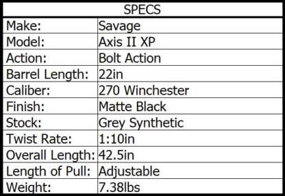 SAVAGE AXIS II XP 270 WIN 22in 4rnd DBM BUSHNELL 3-9x40 BANNER - Image 3