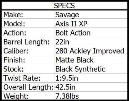 SAVAGE AXIS II XP 280 ACKLEY IMPROVED 22in 4rnd BUSHNELL BANNER 3-9x40 - Image 4