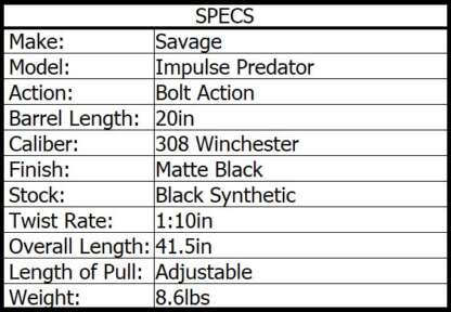 SAVAGE IMPULSE PREDATOR 308 WIN 20in 10rnd - Image 3