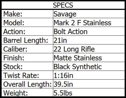 SAVAGE MARK II FSS 22LR STAINLESS ACCUTRIGGER 21in 10rnd - Image 3