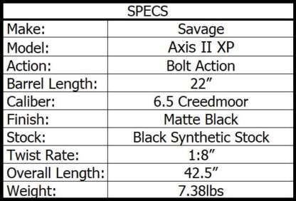 SAVAGE AXIS II XP 6.5 CREEDMOOR 22in 4rnd DBM BUSHNELL 3-9x40 BANNER - Image 3