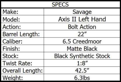 SAVAGE AXIS II 6.5 CREEDMOOR LEFT HAND 22in 4rnd - Image 5