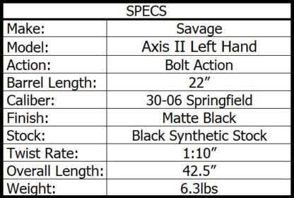 SAVAGE AXIS II 30-06 SPRG LEFT HAND  22in 4rnd - Image 5