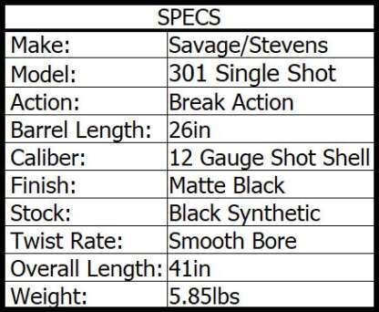 SAVAGE/STEVENS M301 12ga SINGLE SHOT 26in 1rnd - Image 4