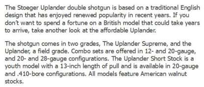 STOEGER 410ga UPLAND SIDE X SIDE YOUTH 22in 2rnd - Image 2