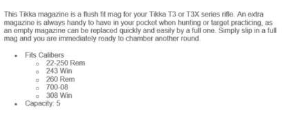 TIKKA T-3X/T-3 SHORT ACTION 5rnd MAGAZINE - Image 2