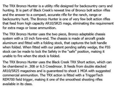 BCL TRX BRONCO HUNTER 6.5 CREEDMOOR BLACK ANODIZE 18in - Image 2