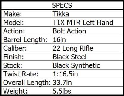 TIKKA T1X MTR 22LR BLUED/SYN 16in 10rnd - Image 2