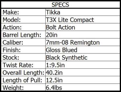 TIKKA T3X LITE COMPACT 7MM-08 BLUED/SYN 20in 3rnd - Image 3