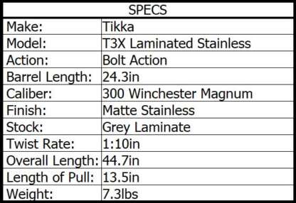 TIKKA T3X LAMINATE 300 WIN MAG SS/LAM 24.3in 3rnd - Image 3