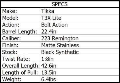 TIKKA T3X LITE 223 REM SS/SYN 22.4in 4rnd - Image 3