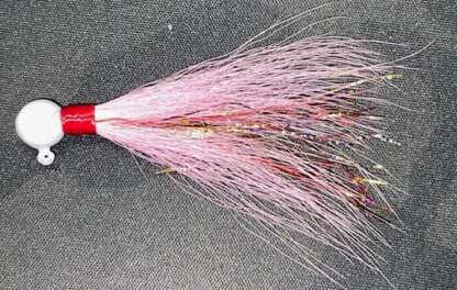 1/4oz WHITE PINK RED PEARL FLASH BUCKTAIL JIG