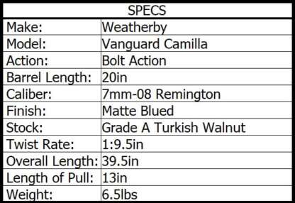 WEATHERBY VGD CAMILLA 7MM-08 REM 20in 5rnd - Image 4