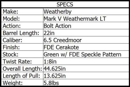 WEATHERBY MARK V WEATHERMARK LT 6.5 CREEDMOOR 24in 5rnd - Image 3