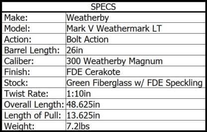 WEATHERBY MARK V WEATHERMARK LT 300 WBY MAG 26in 3rnd - Image 3