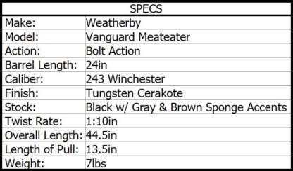 WEATHERBY VGD MEATEATER SPECIAL 243 WIN 24in 5rnd - Image 3