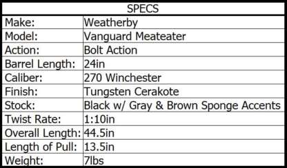 WEATHERBY VGD MEATEATER SPECIAL 270 WIN 26in 5rnd - Image 3