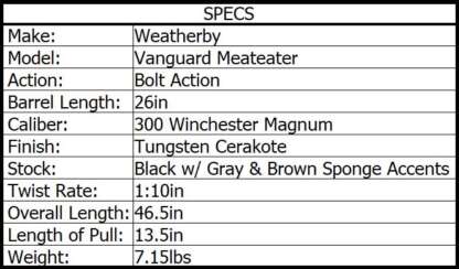 WEATHERBY VGD MEATEATER SPECIAL 300 WIN MAG 26in 3rnd - Image 3